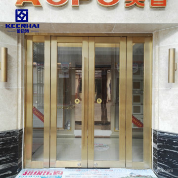 Stainless Steel Tempered Glass Commercial Entry Security Door